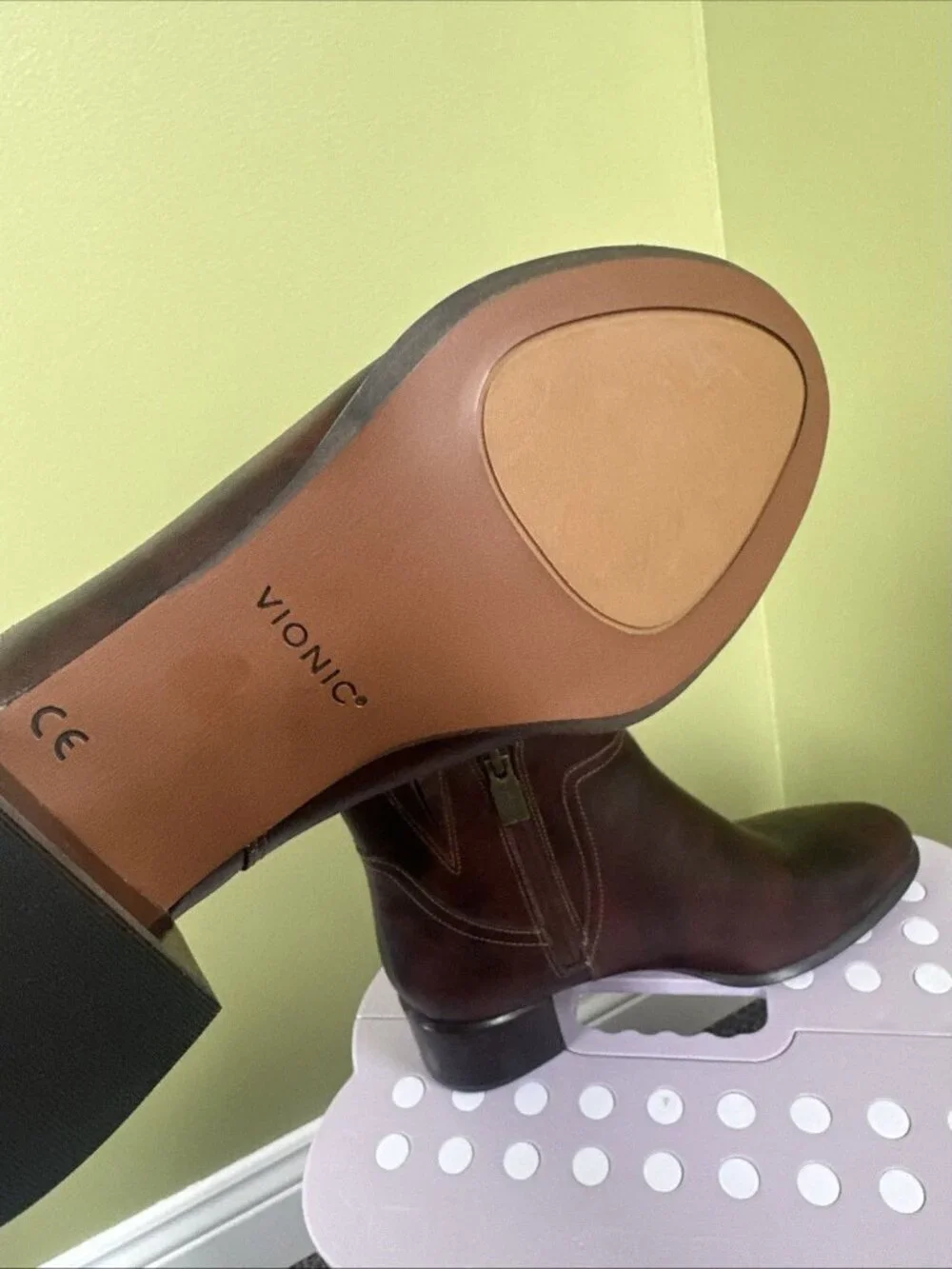 Vionic Kamryn Ankle Boots Brown 7.5 Leather Side Zip